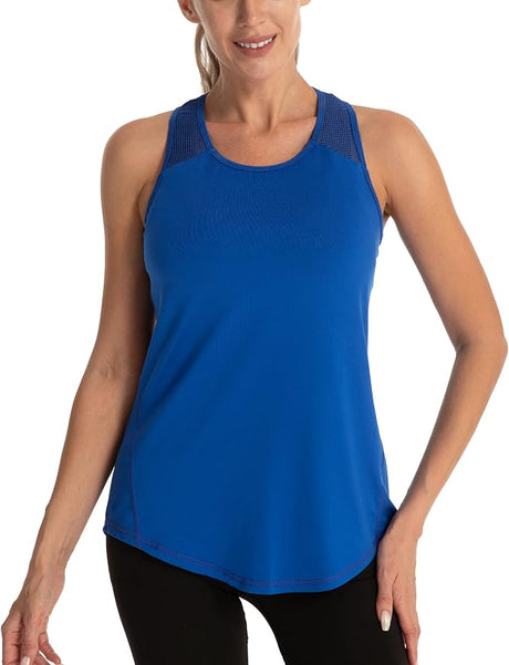 Aeuui Womens Workout Tops for Women Racerback Tank Tops Mesh Yoga Shirts Athletic Running Tank Tops Sleeveless Gym Clothes