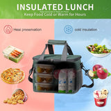 iknoe Large Foldable Cooler Bag, 8.5L Insulated Lunch Bag, Leakproof Lunch Cooler Tote with Multi-Bag Design Suitable for Beach, Picnic and Office Use, Grayish Green 15-Can