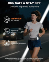 Running Belt for Women and Men, Adjustable Fanny Packs No Bounce Phone Holder for Running with Water Bottle & Headband, Waterproof Reflective Waist Packs for Runner Fits All Phones (M-Gray)