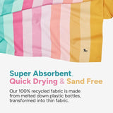Dock & Bay Kid's Towel - for Beach Use - Quick Dry, Sand Free - Compact, Lightweight - 100% Recycled - Includes Bag - Coastal Candy, Large (160x90cm, 63x35)