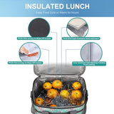 iknoe Large Foldable Cooler Bag, 8.5L Insulated Lunch Bag, Leakproof Lunch Cooler Tote with Multi-Bag Design Suitable for Beach, Picnic and Office Use, Nattier Blue 15-Can