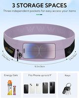 WATERFLY Running Belt Fanny Pack: Slim Waist Bag for Men Women, Workout Fitness Phone Holder for Exercise Marathon Jogging-Purple
