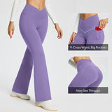 baleaf Women's V Crossover Flare Leggings with Pockets Yoga Pants High Waist Casual Workout Gym Bell Bottom Leggings