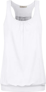 Miusey Womens Sleeveless Round Neck Loose Fit Racerback Yoga Tank Top