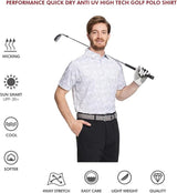 Men's Golf Polo Shirts Short Sleeve Striped Performance Moisture Wicking Dry Fit Golf Shirts for Men