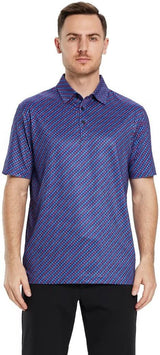 Men's Golf Polo Shirts Short Sleeve Striped Performance Moisture Wicking Dry Fit Golf Shirts for Men
