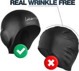 3D Swim Caps - Ear Protection Swimming Cap for Women & Men - Silicone, Waterproof - Fits Long & Short Hair - Adult & Youth