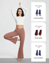 baleaf Women's V Crossover Flare Leggings with Pockets Yoga Pants High Waist Casual Workout Gym Bell Bottom Leggings