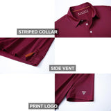 Men's Golf Polo Shirts Short Sleeve Striped Performance Moisture Wicking Dry Fit Golf Shirts for Men