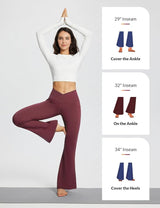 baleaf Women's V Crossover Flare Leggings with Pockets Yoga Pants High Waist Casual Workout Gym Bell Bottom Leggings