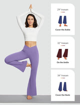 baleaf Women's V Crossover Flare Leggings with Pockets Yoga Pants High Waist Casual Workout Gym Bell Bottom Leggings