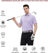 Men's Golf Polo Shirts Short Sleeve Striped Performance Moisture Wicking Dry Fit Golf Shirts for Men