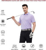 Men's Golf Polo Shirts Short Sleeve Striped Performance Moisture Wicking Dry Fit Golf Shirts for Men