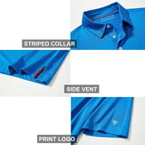 Men's Golf Polo Shirts Short Sleeve Striped Performance Moisture Wicking Dry Fit Golf Shirts for Men