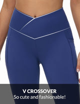 baleaf Women's V Crossover Flare Leggings with Pockets Yoga Pants High Waist Casual Workout Gym Bell Bottom Leggings