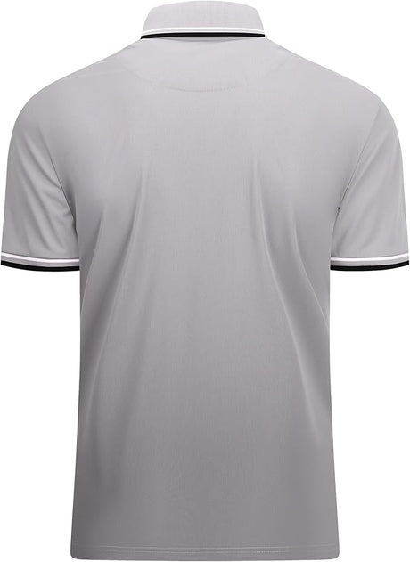 Esabel.C Jacquard Golf Shirts for Men Moisture Wicking Short Sleeve Performance Dry Fit Active Mens Polo Shirts