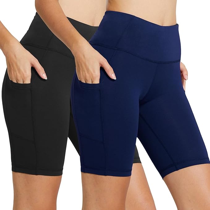 baleaf Women's 8"/ 5"/ 3" Biker Shorts High Waist Yoga Workout Gym Running Volleyball Spandex Shorts with Pockets