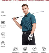 Men's Golf Polo Shirts Short Sleeve Striped Performance Moisture Wicking Dry Fit Golf Shirts for Men