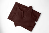 QINSEN Workout Outfits for Women 2 Piece Ribbed Seamless Crop Tank High Waist Yoga Leggings Sets