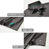 Men's Golf Polo Shirts Short Sleeve Striped Performance Moisture Wicking Dry Fit Golf Shirts for Men