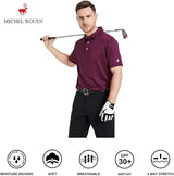 Mens Golf Shirt Moisture Wicking Dry Fit Performance Sport Short Sleeve Striped Golf Polo Shirts for Men