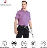 Mens Golf Shirt Moisture Wicking Dry Fit Performance Sport Short Sleeve Striped Golf Polo Shirts for Men
