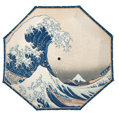Hokusai "The Great Wave" Travel Umbrella – Compact, One-Touch Open & Close
