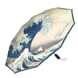 Hokusai "The Great Wave" Travel Umbrella – Compact, One-Touch Open & Close