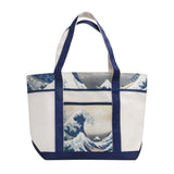 Hokusai the Great Wave Large Canvas Boat Tote – Zipper Top & Pockets
