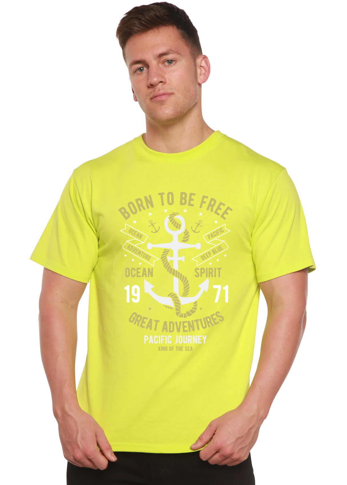 Born To Be Free Men's Bamboo Viscose/Organic Cotton Short Sleeve Graphic T-Shirt