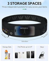 WATERFLY Running Belt Fanny Pack: Slim Waist Bag for Men Women, Workout Fitness Phone Holder for Exercise Marathon Jogging-Black