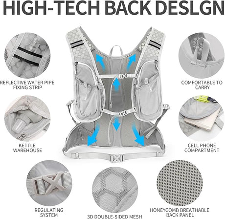 Hydration Pack Backpack, Lightweight Water Backpack with 2L Leakproof Hydration Bladder Daypack for Men Women,Running Hydration Vest for Outdoor Trail