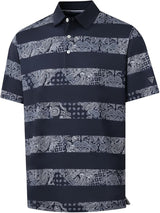 Men's Golf Polo Shirts Short Sleeve Striped Performance Moisture Wicking Dry Fit Golf Shirts for Men