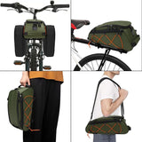 MOSISO Bike Rack Bag with 2 Removable Panniers, Waterproof Bike Trunk Cooler Storage Handbag Insulated Bicycle Rear Seat Pouch, Bicycle Storage Saddle Shoulder Bag Cycling Luggage Pouch, Army Green