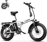Foldable Electric Bike for Adults, 30+MPH, 48V 20Ah Removable Lithium Battery up to 80Miles, 20" Fat Tire 1000W Peak Motor Dirt Ebike Adult Electric Bicycle for Commute Beach Mountain E Bike