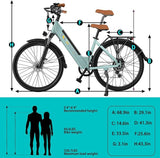 V80 Electric Bike, 1000W Motor 28MPH Ebike, 48V 13Ah Removeable Battery, 26'' City Cruiser Adult Electric Bicycles up to 70 Miles