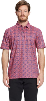 Men's Golf Polo Shirts Short Sleeve Striped Performance Moisture Wicking Dry Fit Golf Shirts for Men