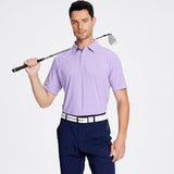 Esabel.C Jacquard Golf Shirts for Men Moisture Wicking Short Sleeve Performance Dry Fit Active Mens Polo Shirts