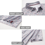 Men's Golf Polo Shirts Short Sleeve Striped Performance Moisture Wicking Dry Fit Golf Shirts for Men