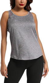 Aeuui Womens Workout Tops for Women Racerback Tank Tops Mesh Yoga Shirts Athletic Running Tank Tops Sleeveless Gym Clothes