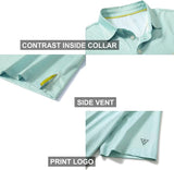 Men's Golf Polo Shirts Short Sleeve Striped Performance Moisture Wicking Dry Fit Golf Shirts for Men