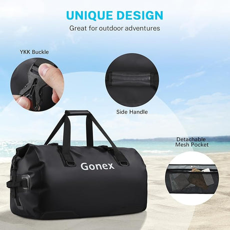 Gonex 40L 60L 80L Extra Large Waterproof Duffle Travel Dry Duffel Bag Heavy Duty Bag with Durable Straps & Handles for Kayaking Paddleboarding Boating Rafting Fishing