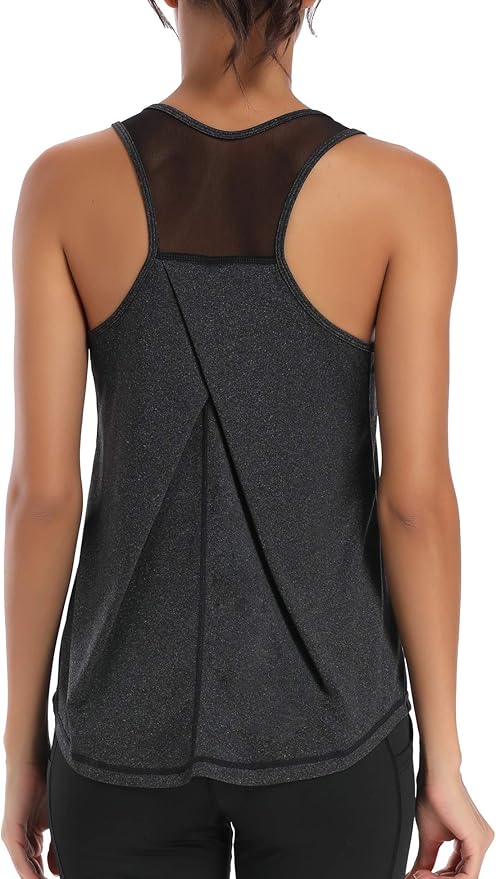 Aeuui Womens Workout Tops for Women Racerback Tank Tops Mesh Yoga Shirts Athletic Running Tank Tops Sleeveless Gym Clothes