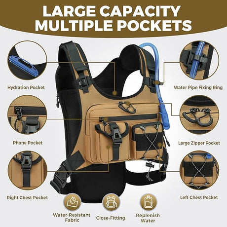 USA Original Patent Running Hydration Vest Backpack, Lightweight Chest Pack with 2.0L Water Bladder Bag Daypack for Hiking Running Cycling Race Marathon for Women Men