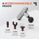 Sharper Image Powerboost Move - Mini Percussion Massage Gun| 4 Attachments, 4 Speeds| Full Body Back & Shoulder Massager| Muscle Recovery & Pain Relief| Deep Tissue Massage Tool| Wellness Gift