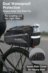 whale fall 10L Bike Rack Bag – Hard-Shell Waterproof Rear Trunk Pannier with Rain Cover, 4-Side Reflective Panels, Bike Accessories for Commuter, Road, Mountain, E-Bike
