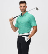 Esabel.C Jacquard Golf Shirts for Men Moisture Wicking Short Sleeve Performance Dry Fit Active Mens Polo Shirts