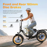 Folding Electric Bike for Adults with Peak 1000W Motor, 48V 20AH Battery up to 30MPH 80 Miles, 20" Fat Tire All Terrain Ebike, Front Suspension 7-Speed Commuter E Bike, Step-Thru, UL Certified