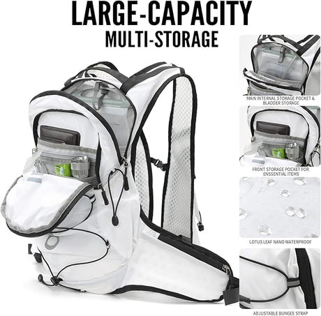 Hydration Pack Backpack, Lightweight Water Backpack with 2L Leakproof Hydration Bladder Daypack for Men Women,Running Hydration Vest for Outdoor Trail