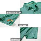 Men's Golf Polo Shirts Short Sleeve Striped Performance Moisture Wicking Dry Fit Golf Shirts for Men